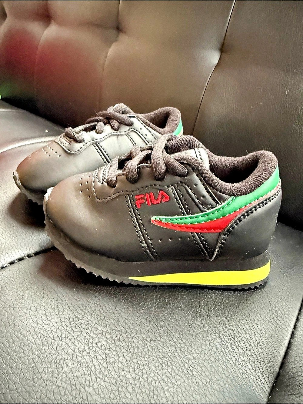 2010’s Fila Machu Toddler Sz 4 in Rasta style colorway, Red Yellow Black and gre